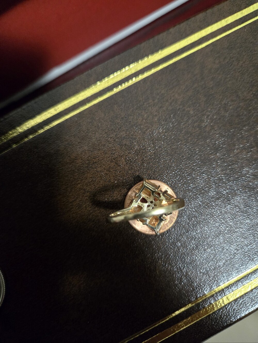 Antique Rare Find 10k Solid Yellow Gold Pear Shaped Garnet & Square Citrine Ring - Picture 11 of 12